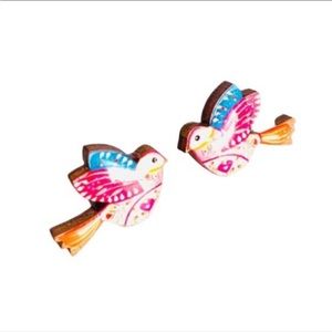 Small Cute Illustrated Bird Pierced Earrings Stud Rosie Rose Parker